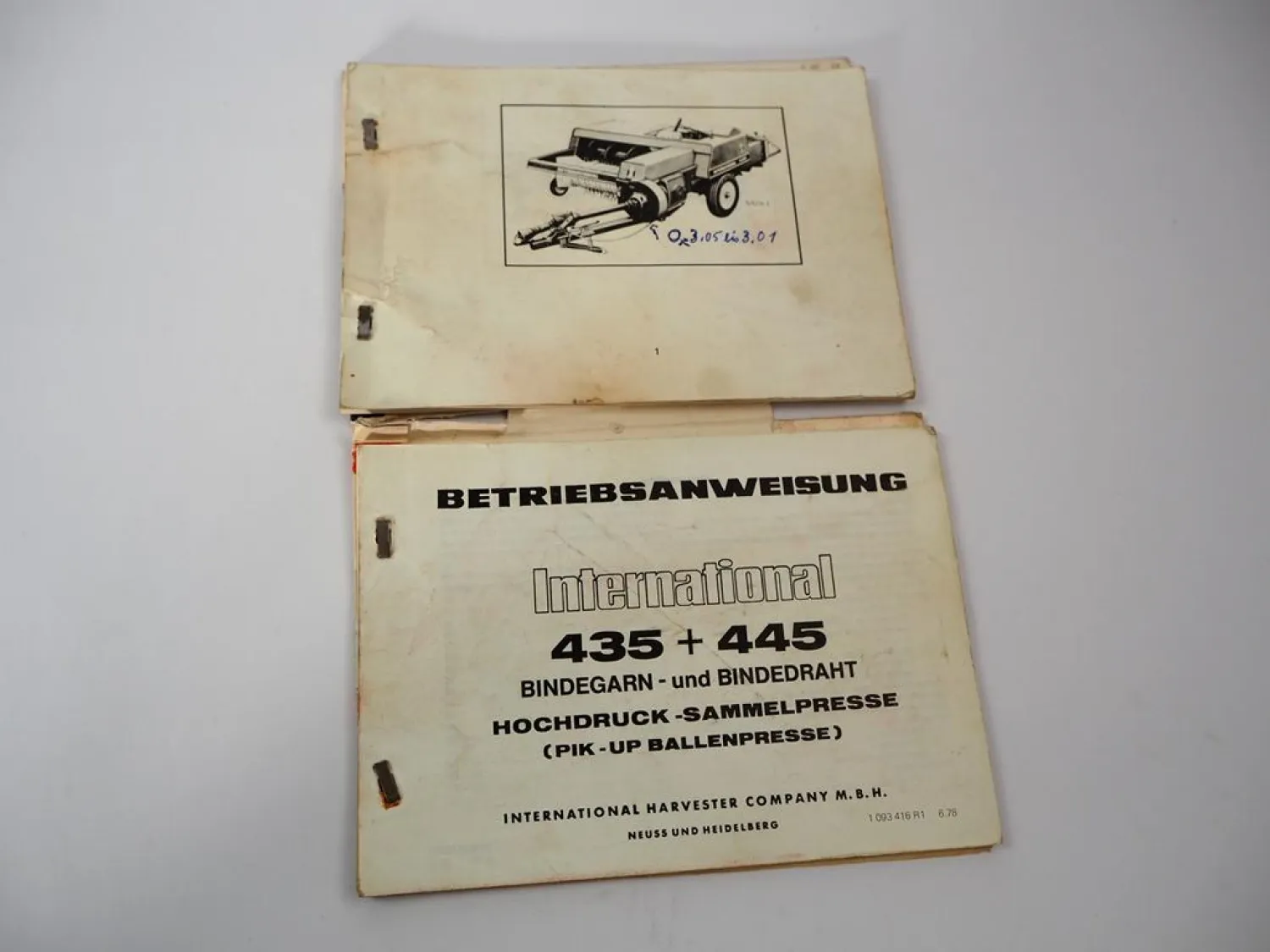 Original IHC 435 445 Hochdruckpresse Betriebsanleitung Bedienung 1978