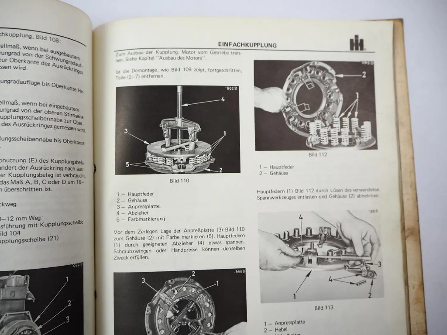 Original IHC 554 644 744 844 Fahrgestell Regelhydraulik Werkstatthandbuch 1970er