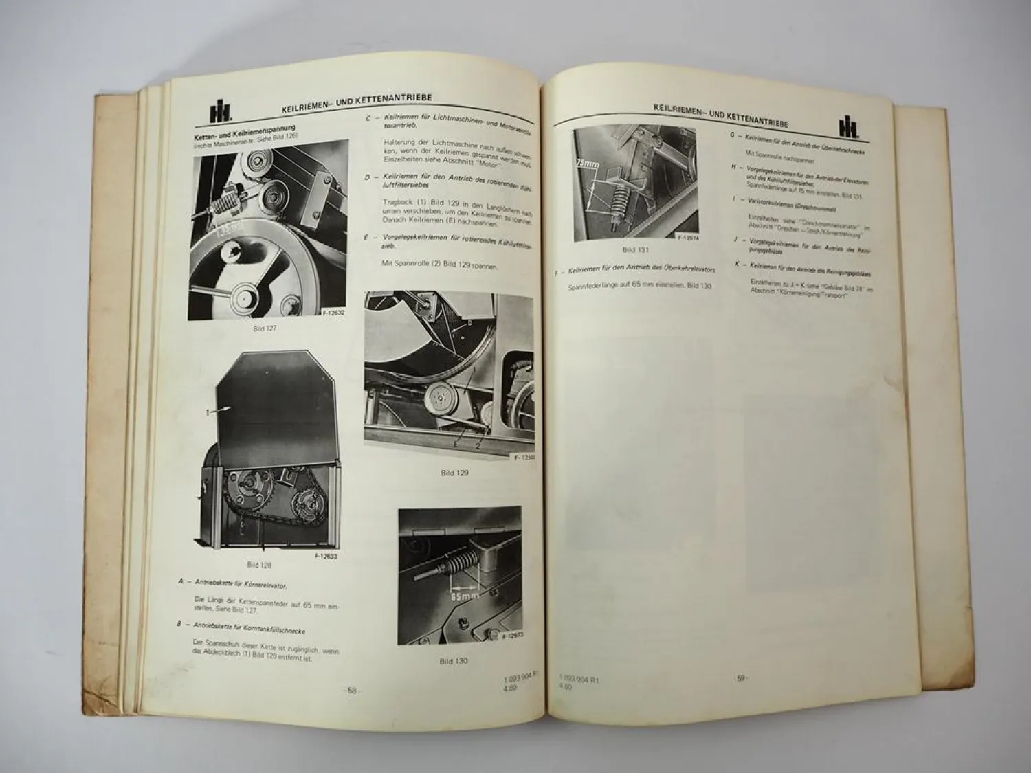 Original IHC 943 Mähdrescher mit D358 Motor Betriebsanleitung Bedienung 1980