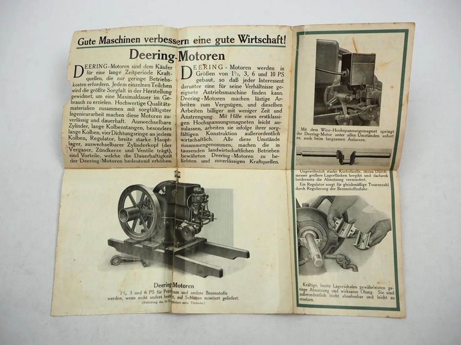 Original IHC Deering Motoren 1.5 3 6 10 HP Ersatzteilliste Prospekt ca. 1910/20