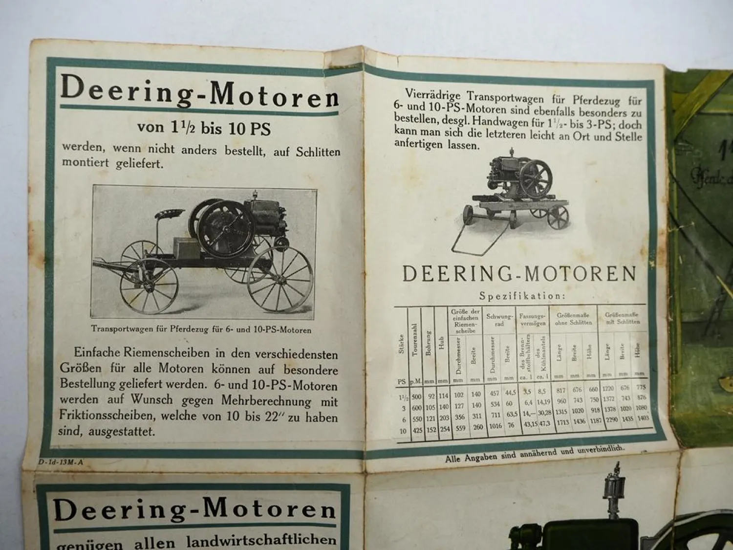 Original IHC Deering Motoren 1.5 3 6 10 HP Ersatzteilliste Prospekt ca. 1910/20