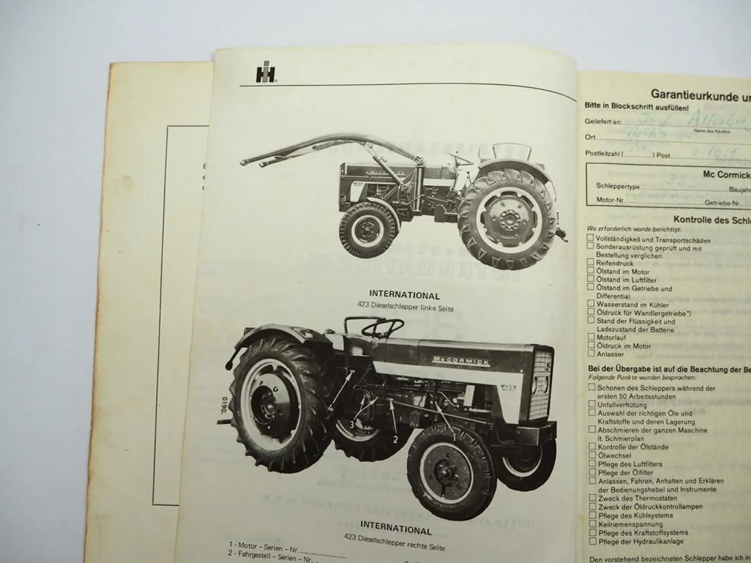 Original IHC Mc Cormick 353 423 Dieselschlepper Betriebsanleitung Wartung 1969