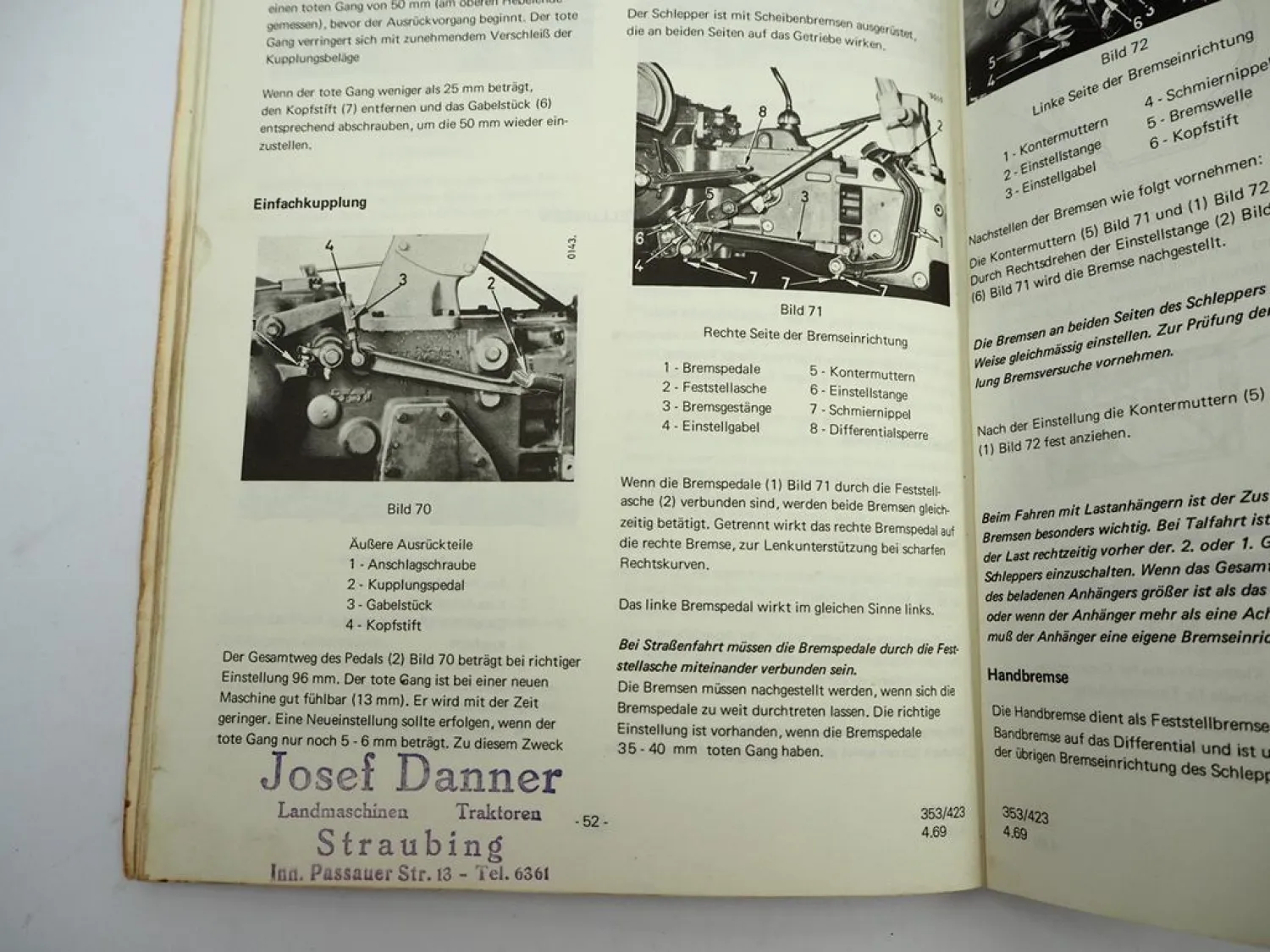 Original IHC Mc Cormick 353 423 Dieselschlepper Betriebsanleitung Wartung 1969