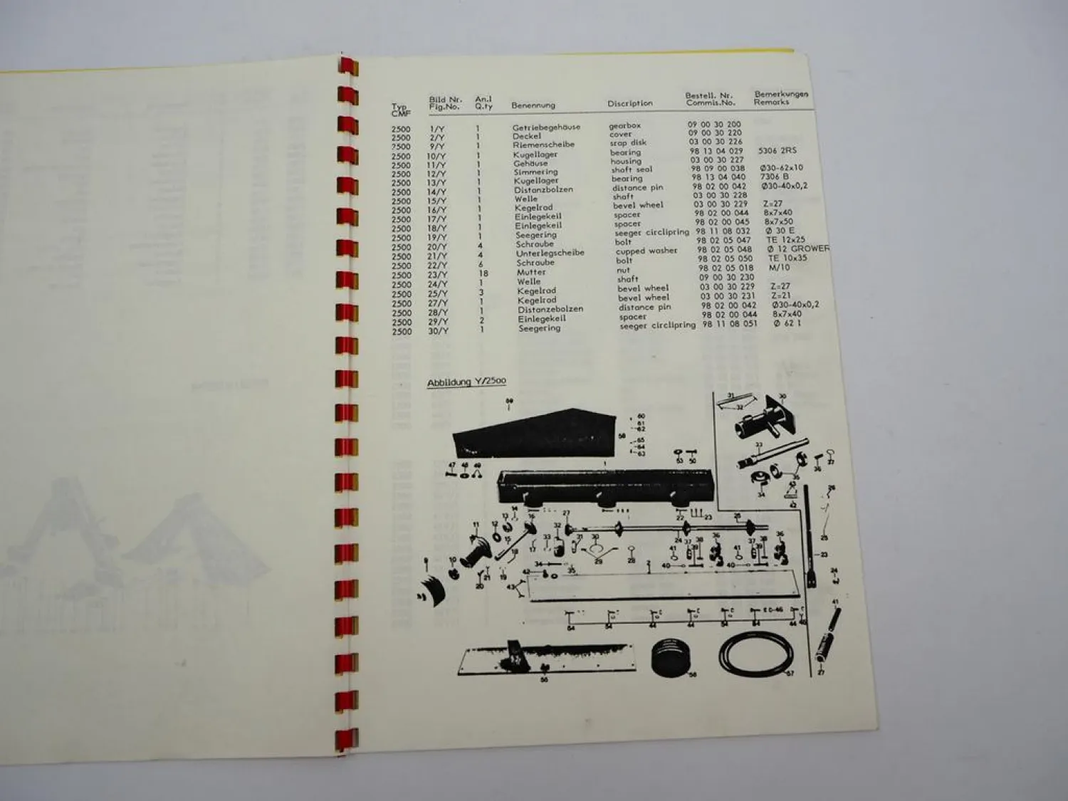 Original JF CMF2500 Trommel Frontmähwerk Ersatzteilliste Spare Parts List 1985