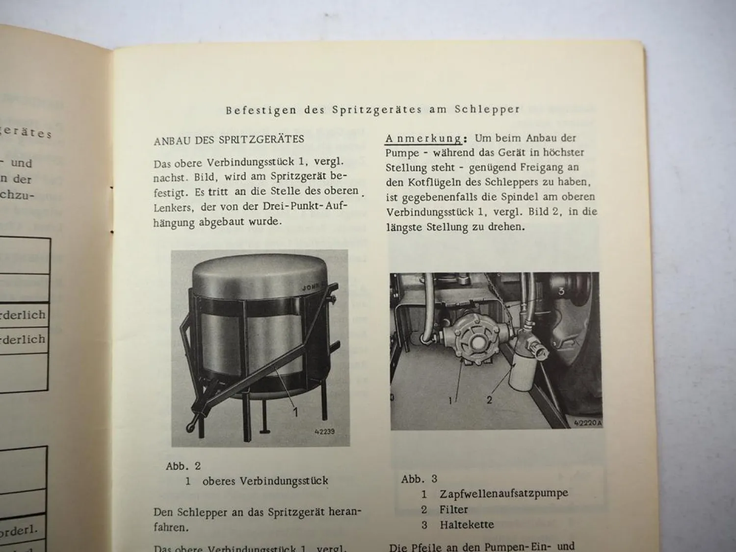 Original John Deere 25E Anbau Spritzgerät Betriebsanleitung 1960er Jahre