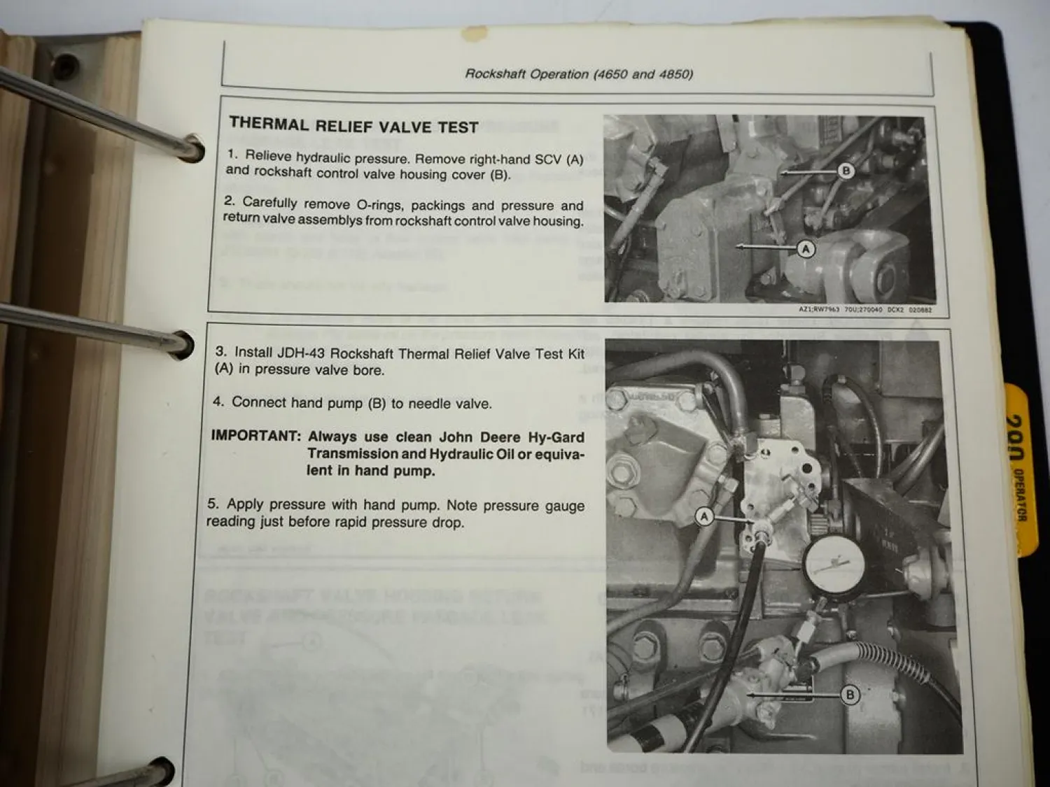 Original John Deere 4050 - 4850 Technical Manual Operation & Tests TM1259 1986