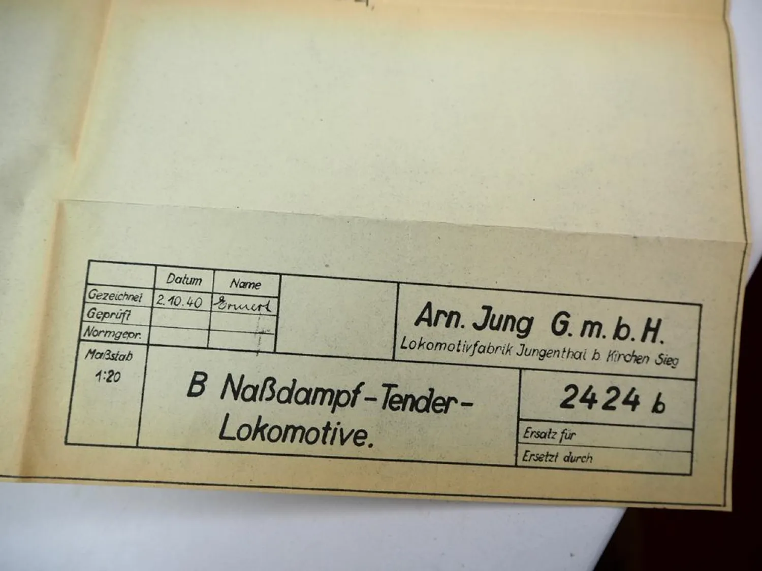 Original Jung B-NT 1940 Dampf Lokomotive Jungenthal Foto + technische Zeichnung