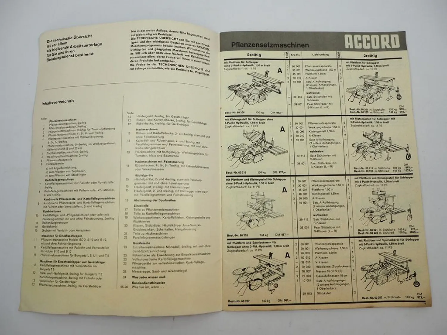 Original Katalog Accord Landtechnik Maschinenprogramm techn. Übersischt 1970er