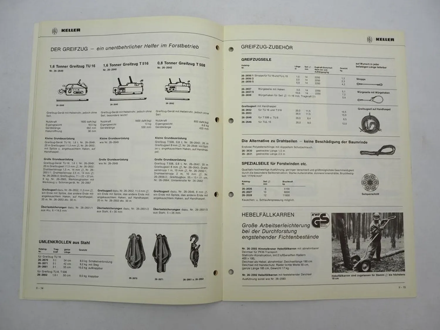Original Katalog Keller Werkzeuge für die Waldarbeit 1985 Forstwirtschaft