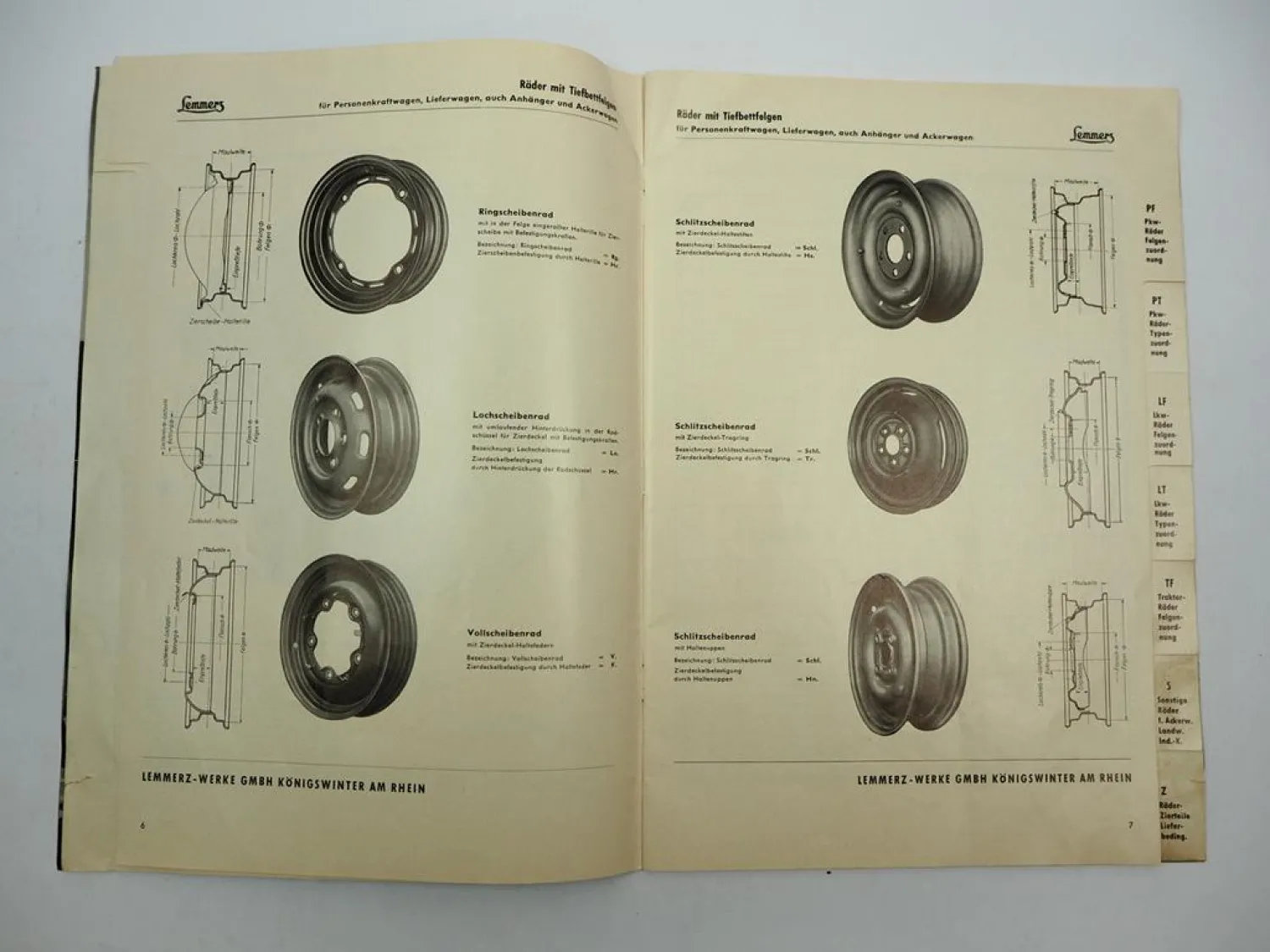 Original Katalog Lemmerz Räder Felgen für PKW LKW Schlepper 1963 Königswinter