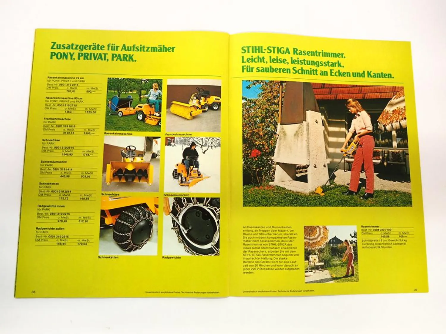 Original Katalog Stihl Stiga Motorgeräte Rasenmäher zur Gartenpflege 1980