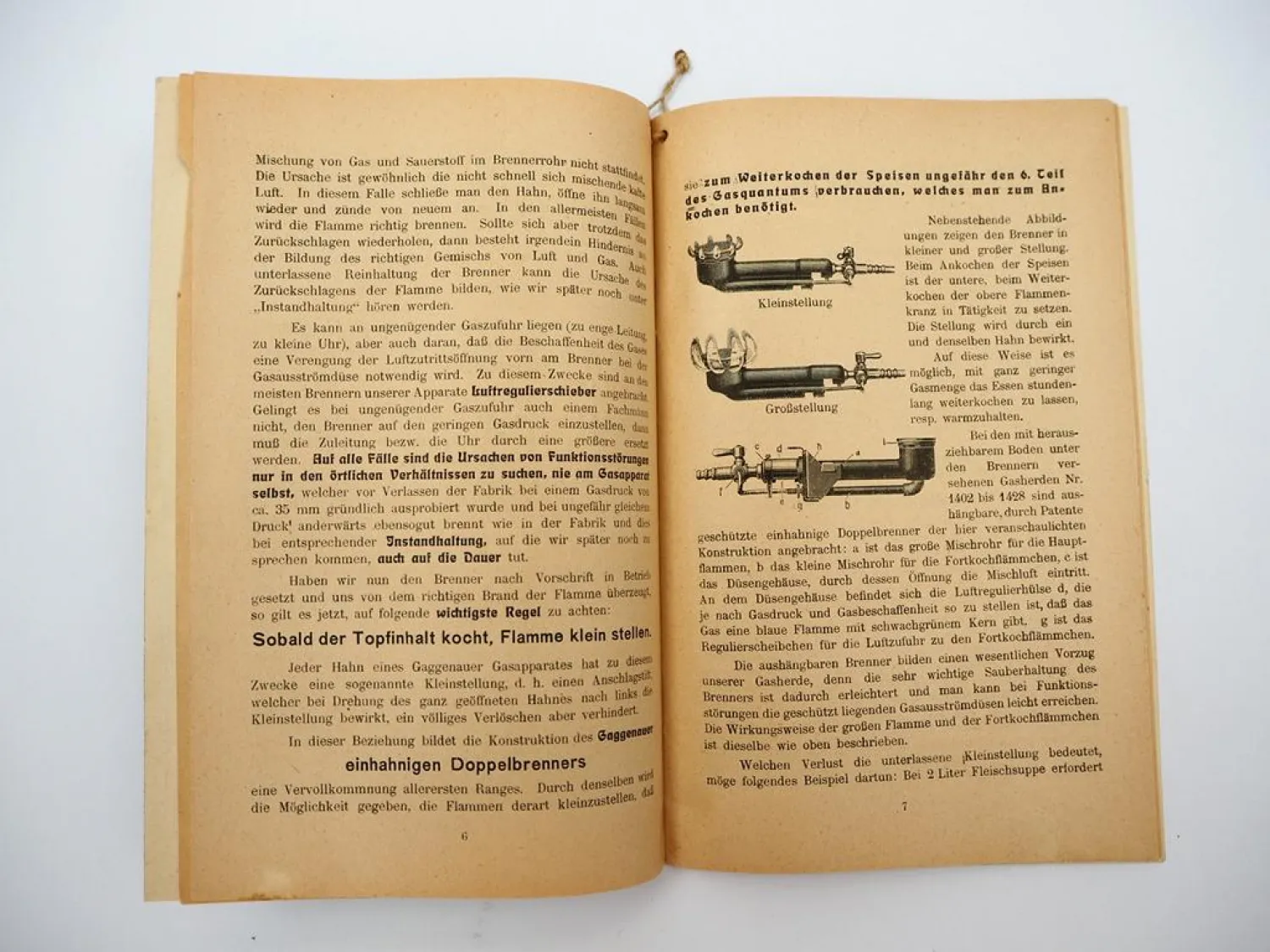 Original Kochbuch Bedienungsanleitung Gaggenauer Gasherde ca. 1930er Jahre