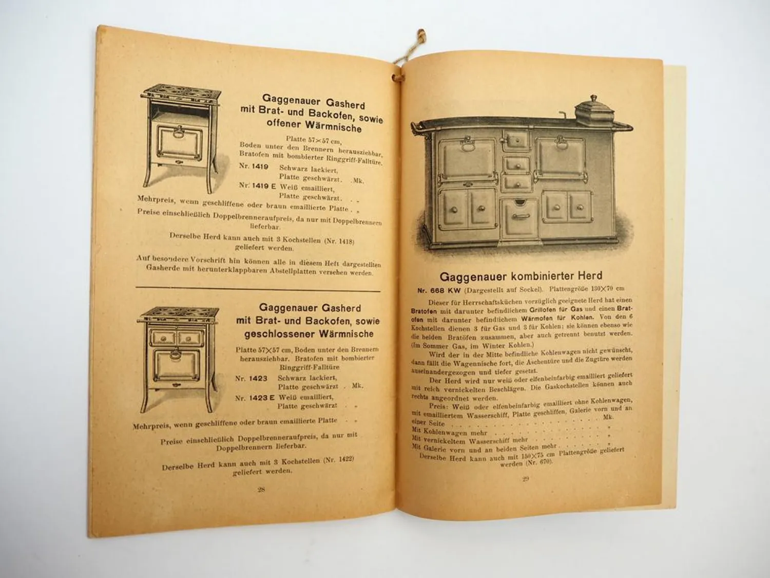 Original Kochbuch Bedienungsanleitung Gaggenauer Gasherde ca. 1930er Jahre