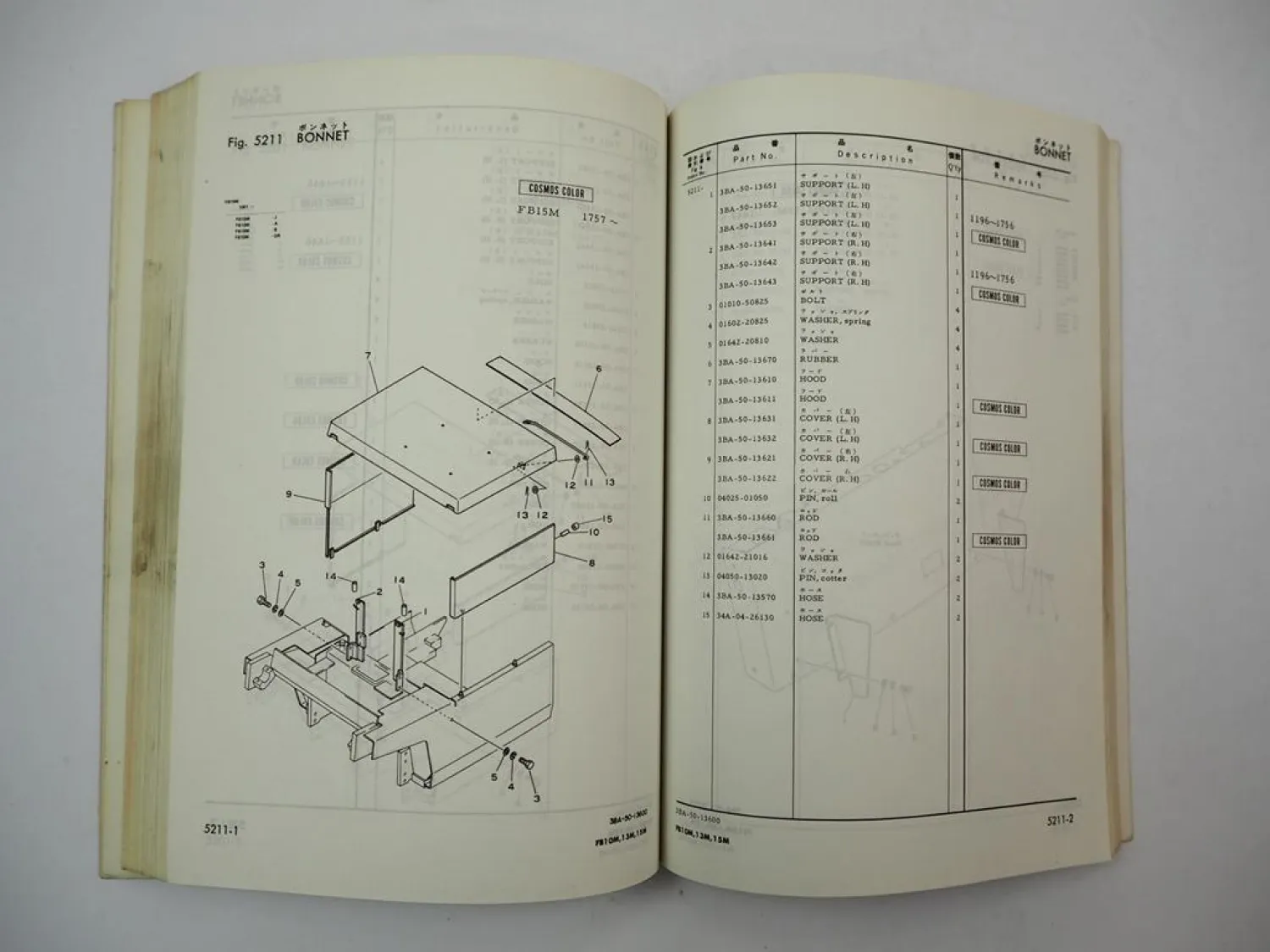 Original Komatsu FB 10 13 15 M -1 Forklift Truck Parts List Ersatzteilliste 1987