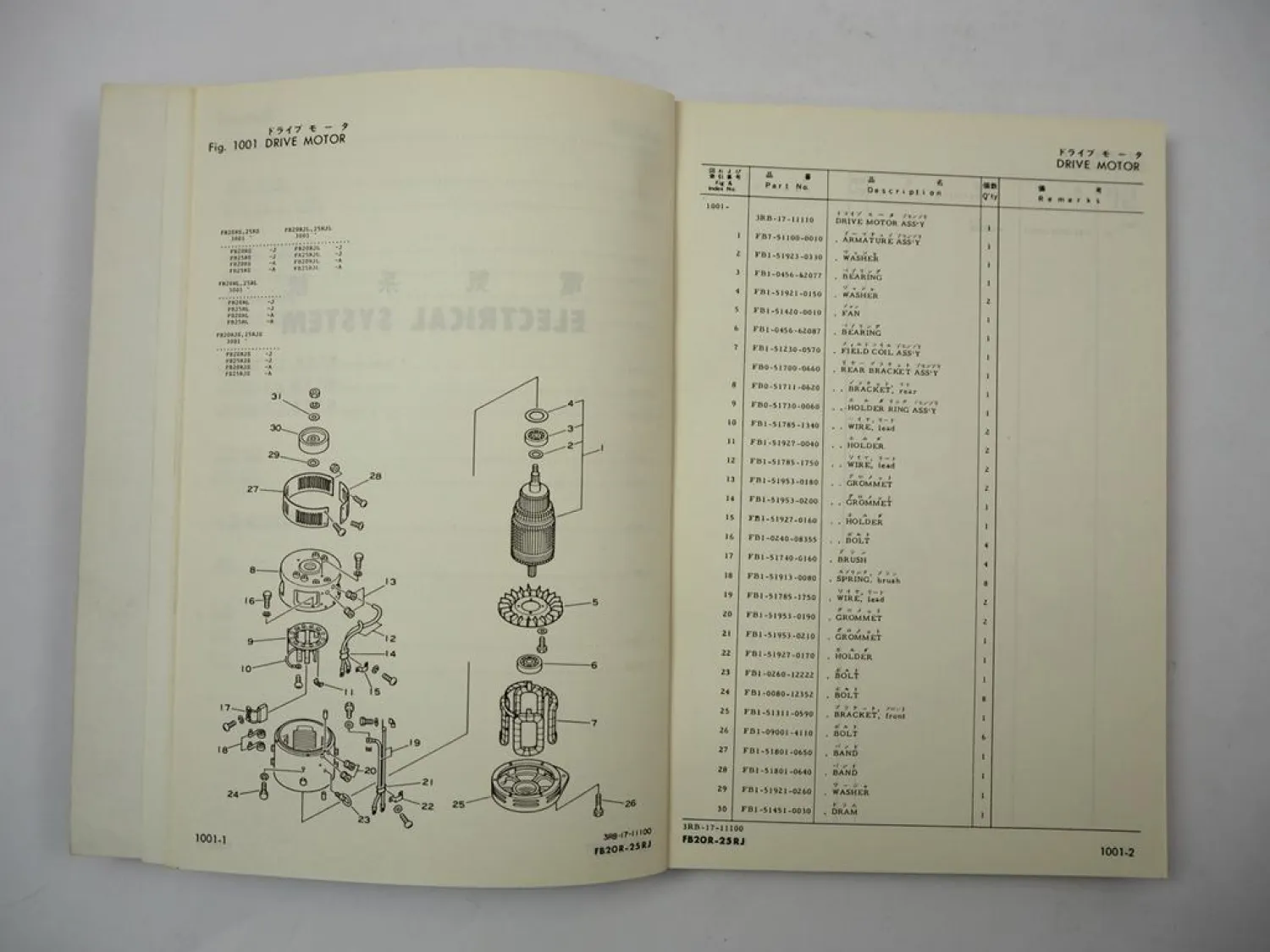 Original Komatsu FB 20 25 RJS RJL -2 Forklift Parts List Ersatzteilliste 1986