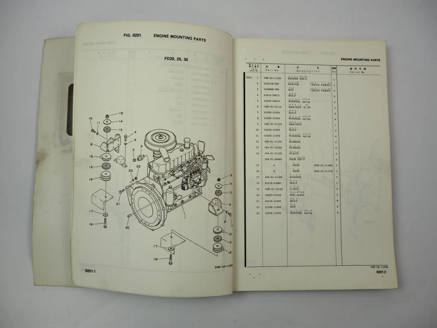 Original Komatsu FD 20 25 30 -7 T Forklift Torqflow Parts List Ersatzteilliste
