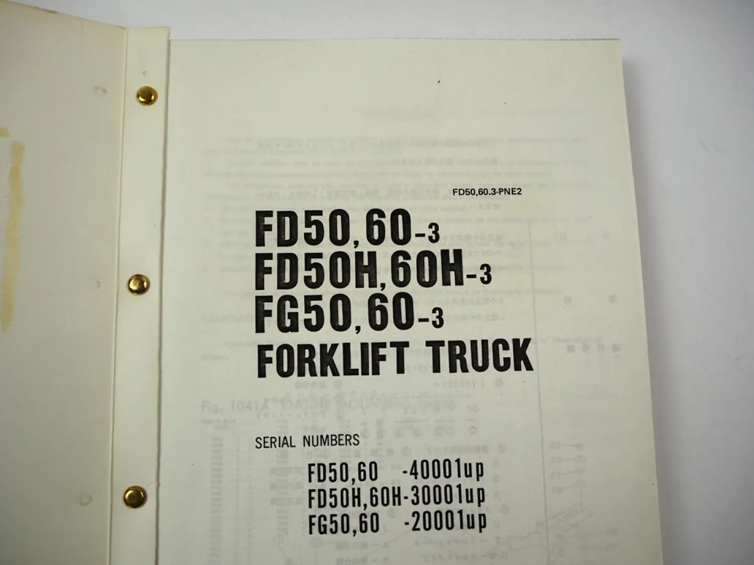 Original Komatsu FD FG 50 60 H -3 Forklift Truck Parts List Ersatzteilliste 1983