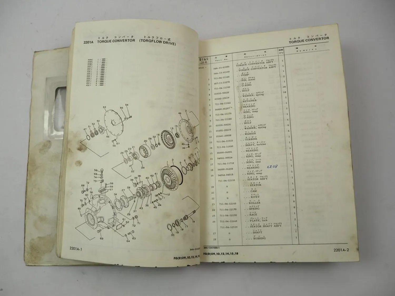 Original Komatsu FG 10 14 15 18-12 L Forklift Parts List Ersatzteilliste 1979