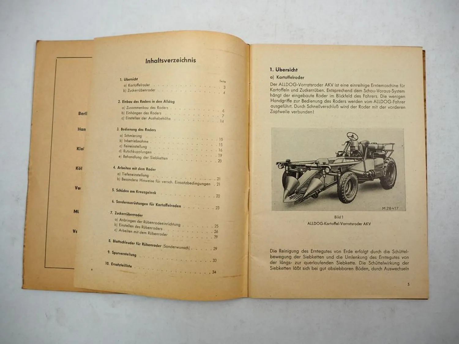 Original Lanz Alldog AKV ARV Vorratsroder Betriebsanleitung Ersatzteilliste 1956
