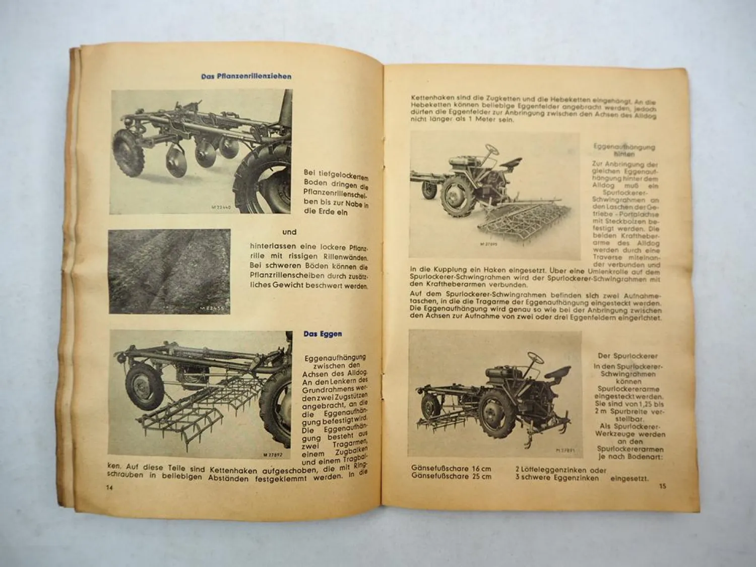 Original Lanz Alldog Wespe Anbaugeräte Betriebsanleitung Ersatzteilliste 1956