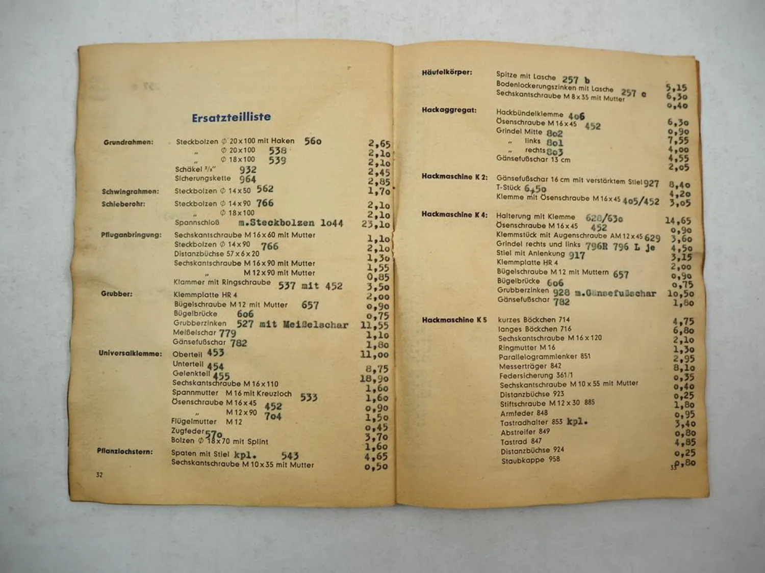 Original Lanz Alldog Wespe Anbaugeräte Betriebsanleitung Ersatzteilliste 1956