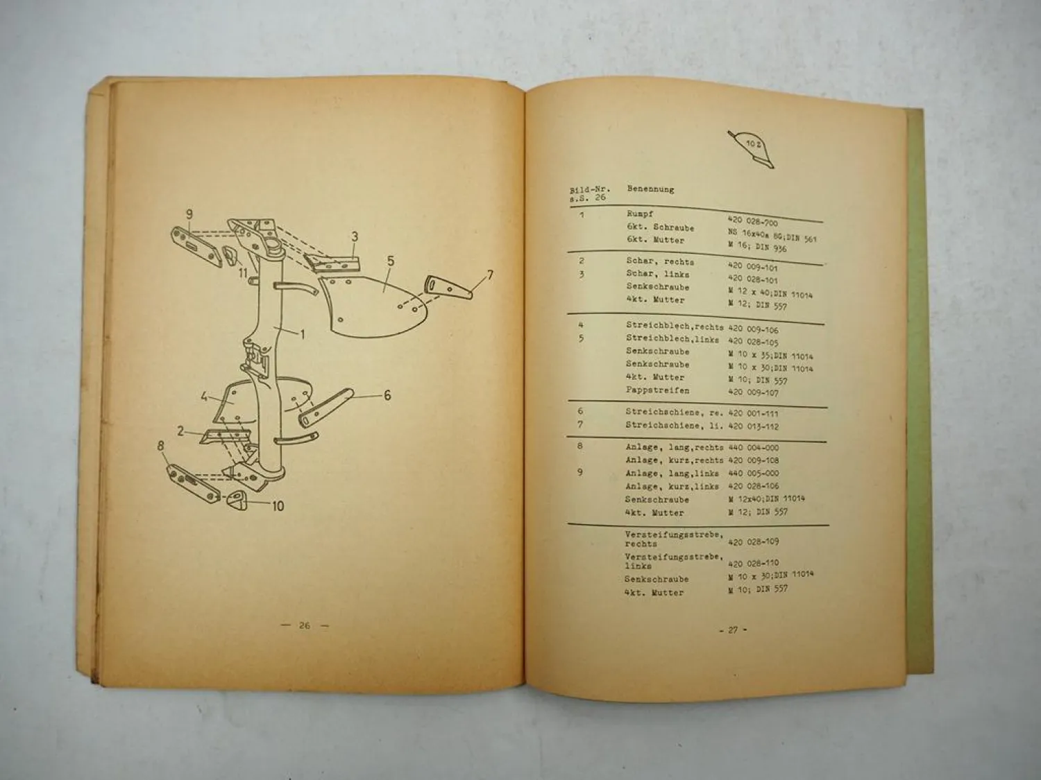Original LFE Z 850 860 S Drehpflug Betriebsanleitung Ersatzteilliste 1963