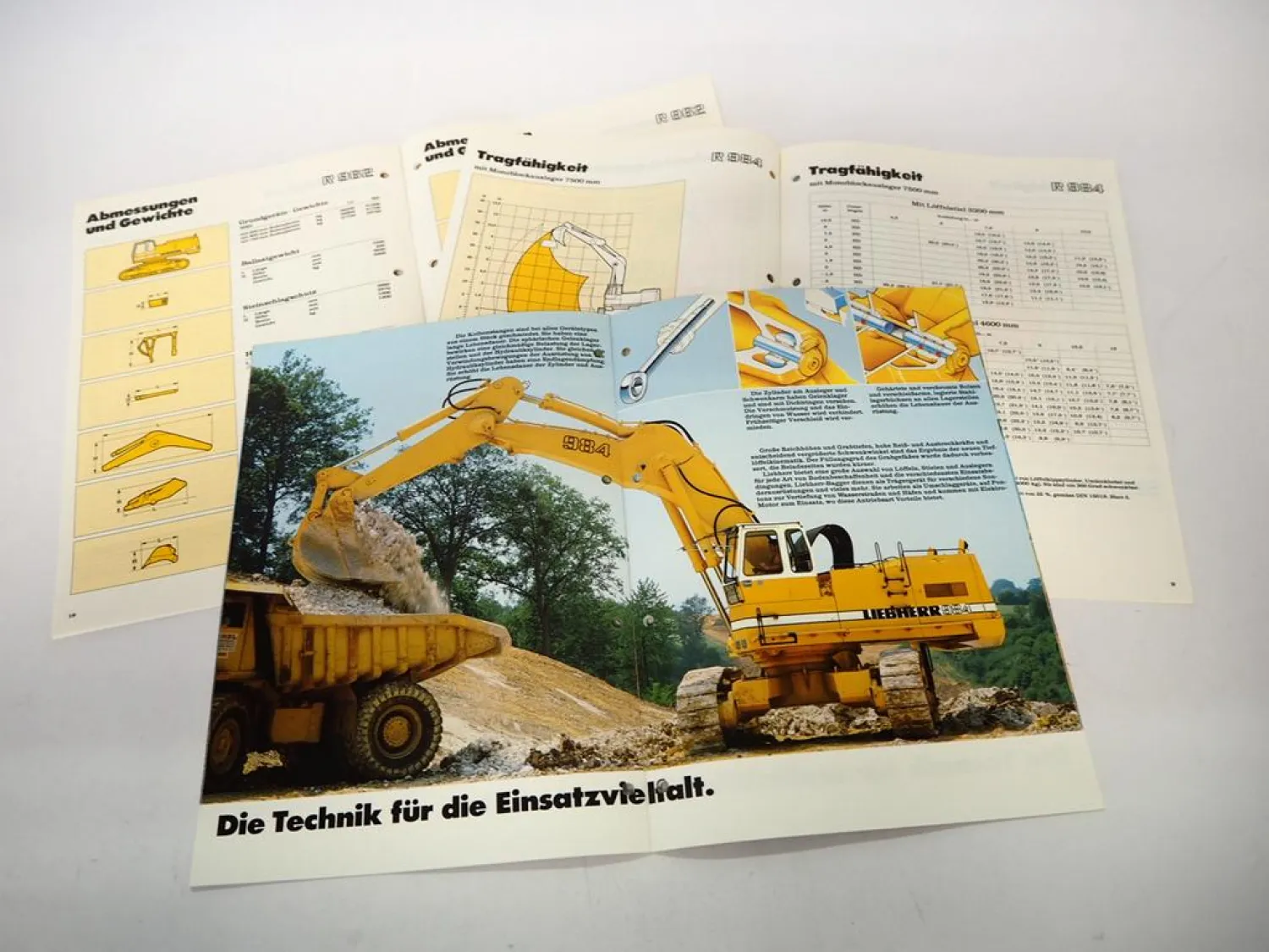 Original Liebherr R952 - 984 Hydraulikbagger Prospekt & Technische Daten 1987