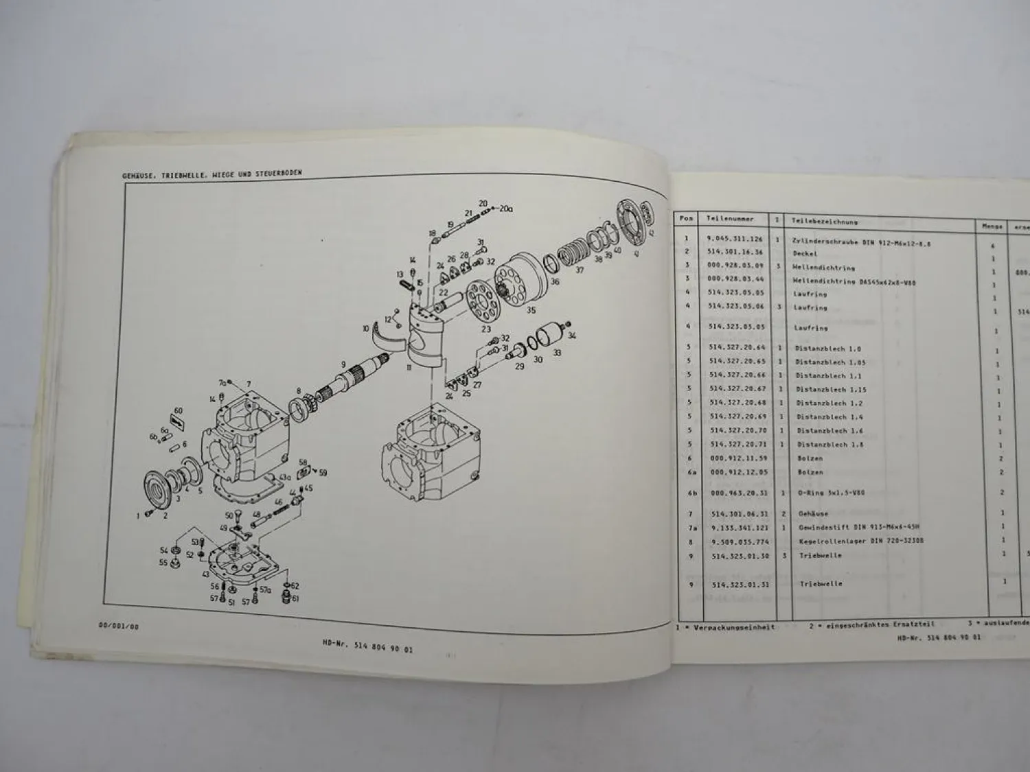 Original Linde BPV70-01 Hydraulik Verstellpumpe Ersatzteilliste 1987