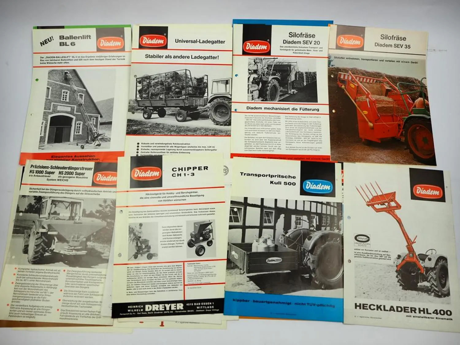 Original Mappe 16x Prospekt Diadem Landtechnik 1970er Jahre