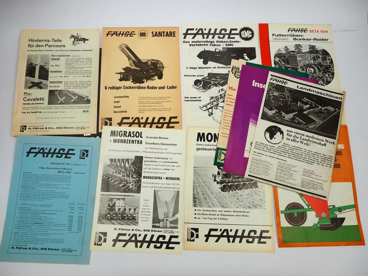 Original Mappe 9x Prospekt 4x Maschinenprüfbericht Fähse Landtechnik 1960/70er