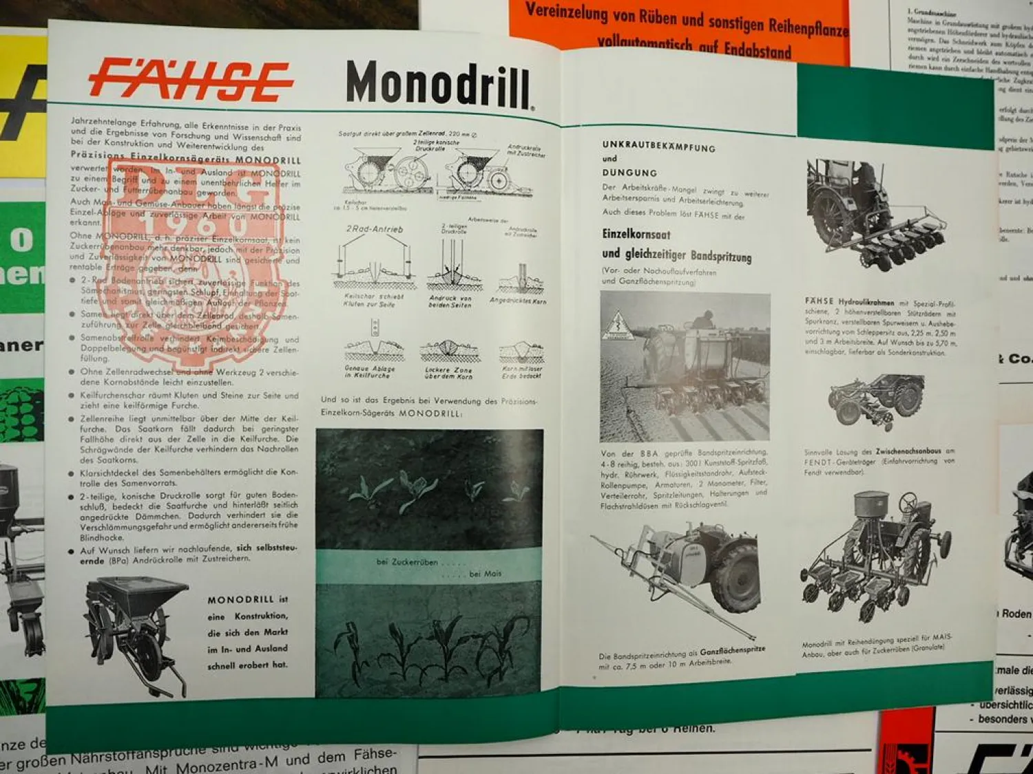 Original Mappe 9x Prospekt 6x Maschinenprüfbericht Fähse Landtechnik 1960er J.