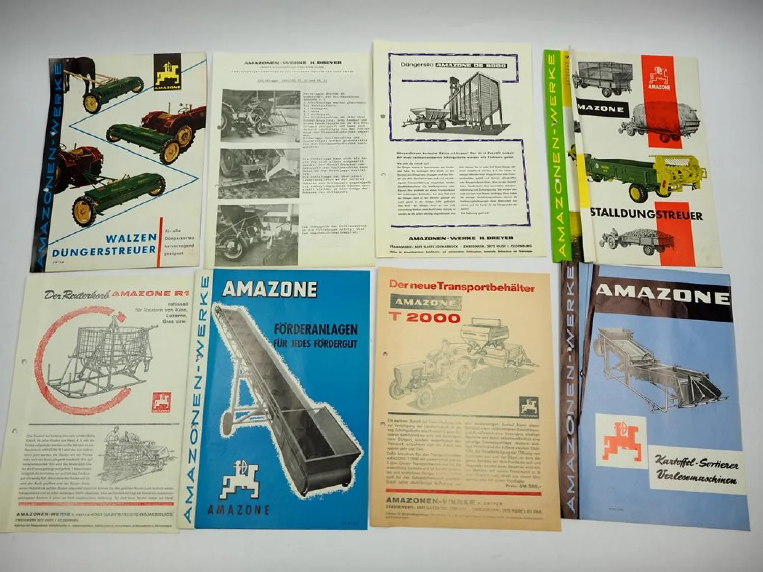 Original Amazone Mappe mit 12x Prospekt 3x Preisliste Landtechnik 1960er Jahre