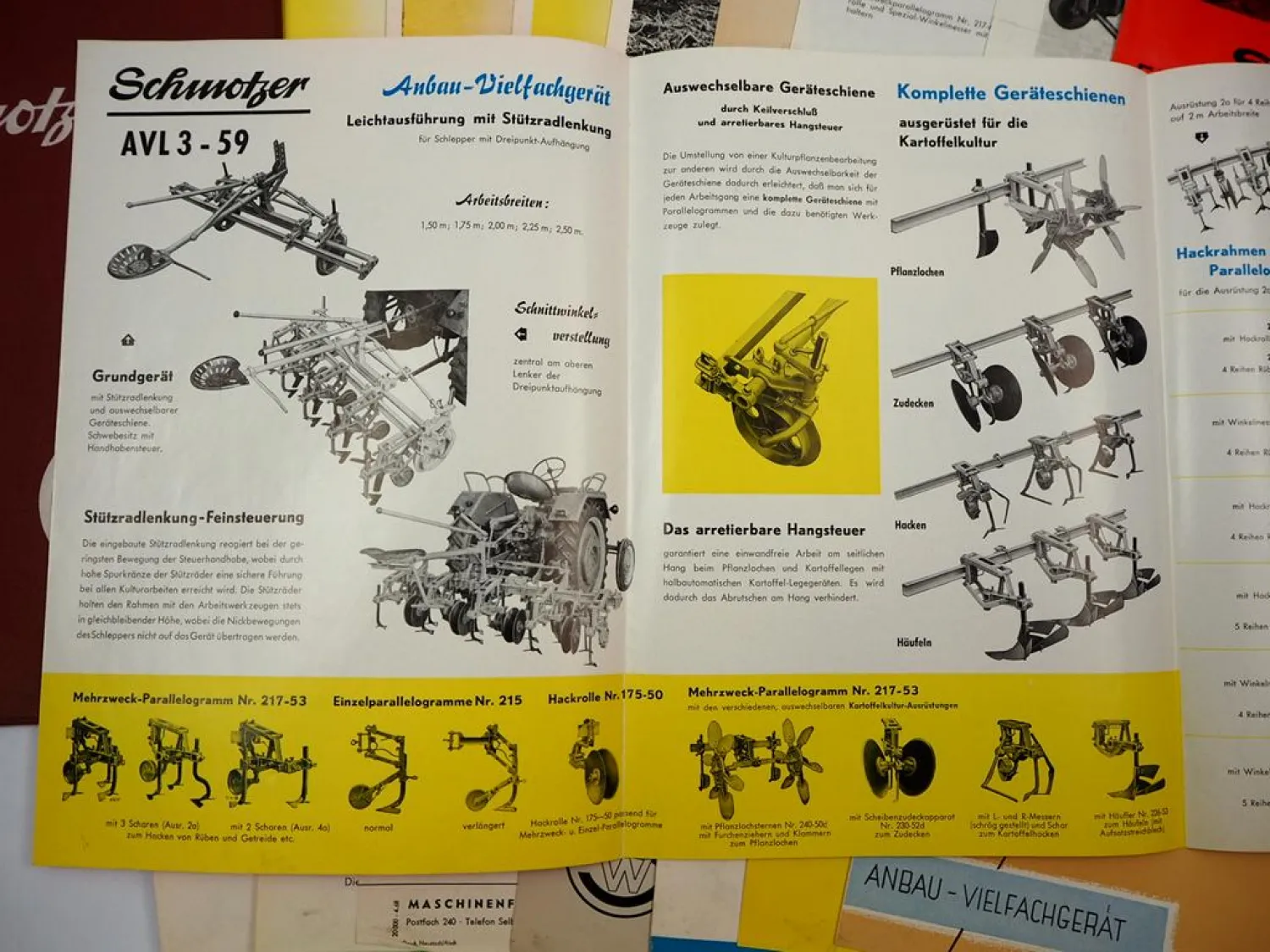 Original Mappe mit 14x Prospekt Schmotzer Landtechnik 1950/60er Jahre