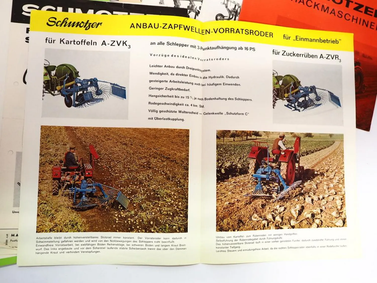 Original Mappe mit 14x Prospekt Schmotzer Landtechnik 1950/60er Jahre