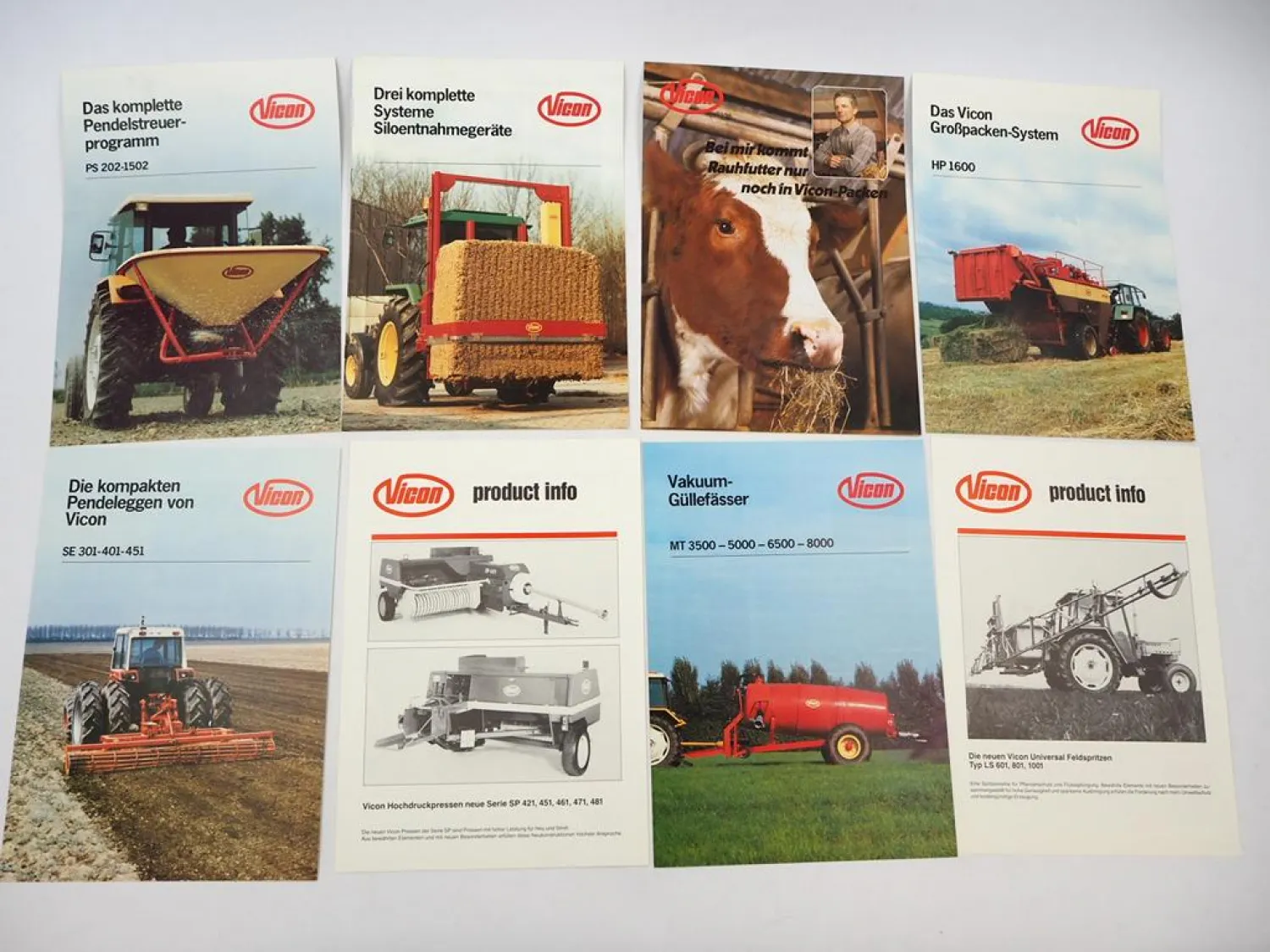 Original Mappe mit 19 Prospekten Vicon Landtechnik 1970/80er Jahre