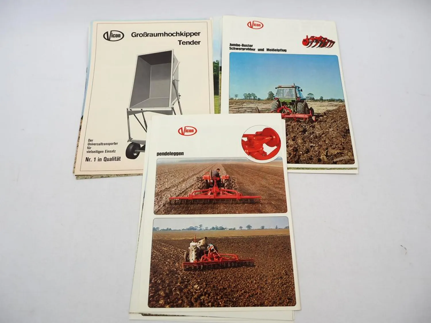 Original Mappe mit 19 Prospekten Vicon Landtechnik 1970/80er Jahre