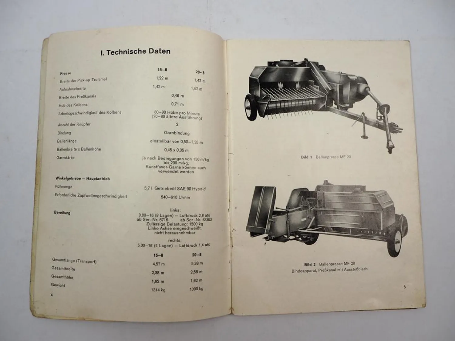 Original Massey Ferguson MF 15 20 Ballenpresse Betriebsanleitung 1972