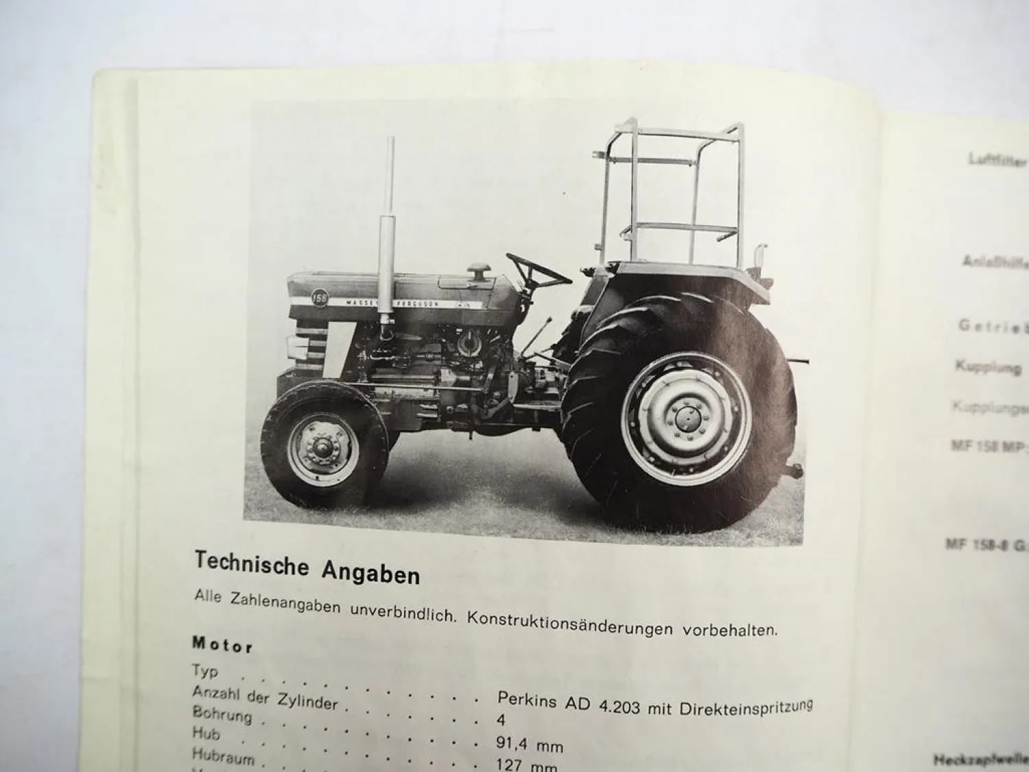 Original Massey Ferguson MF 158MP 158-8G Schlepper Betriebsanleitung 1975