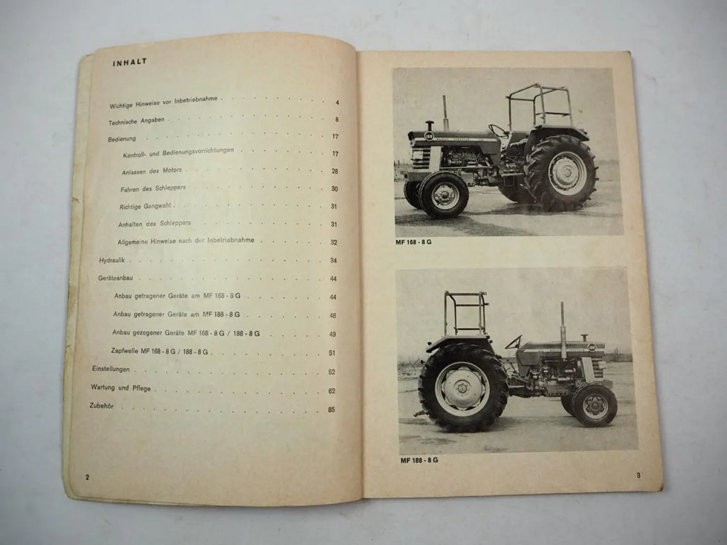 Original Massey Ferguson MF 168-8G 188-8G Schlepper Betriebsanleitung 1975