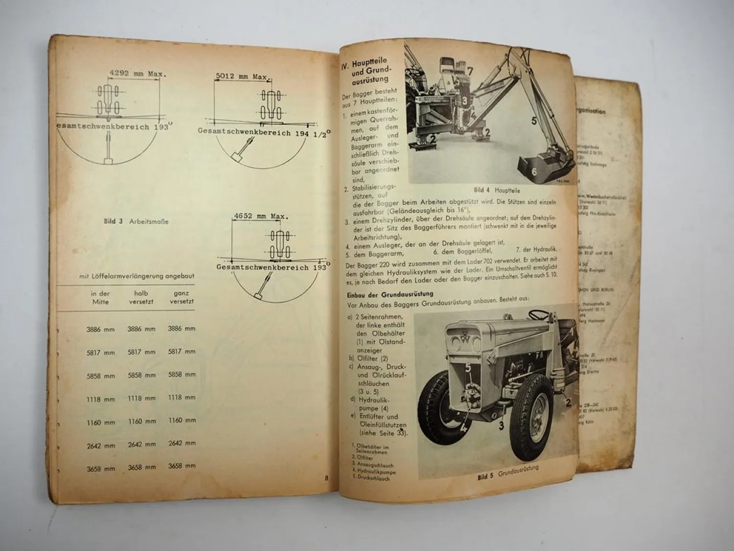 Original Massey Ferguson MF 203 205 Baumaschine mit 702 220 Betriebsanleitung