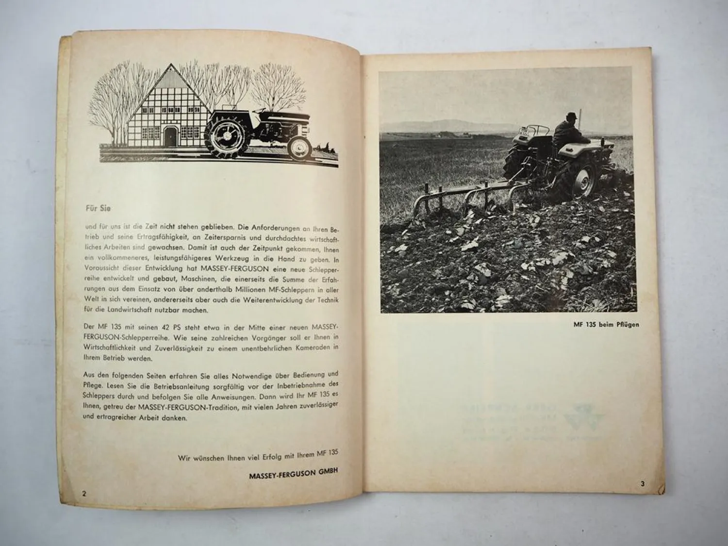 Original Massey Ferguson MF135 Dieselschlepper Betriebsanleitung 1969