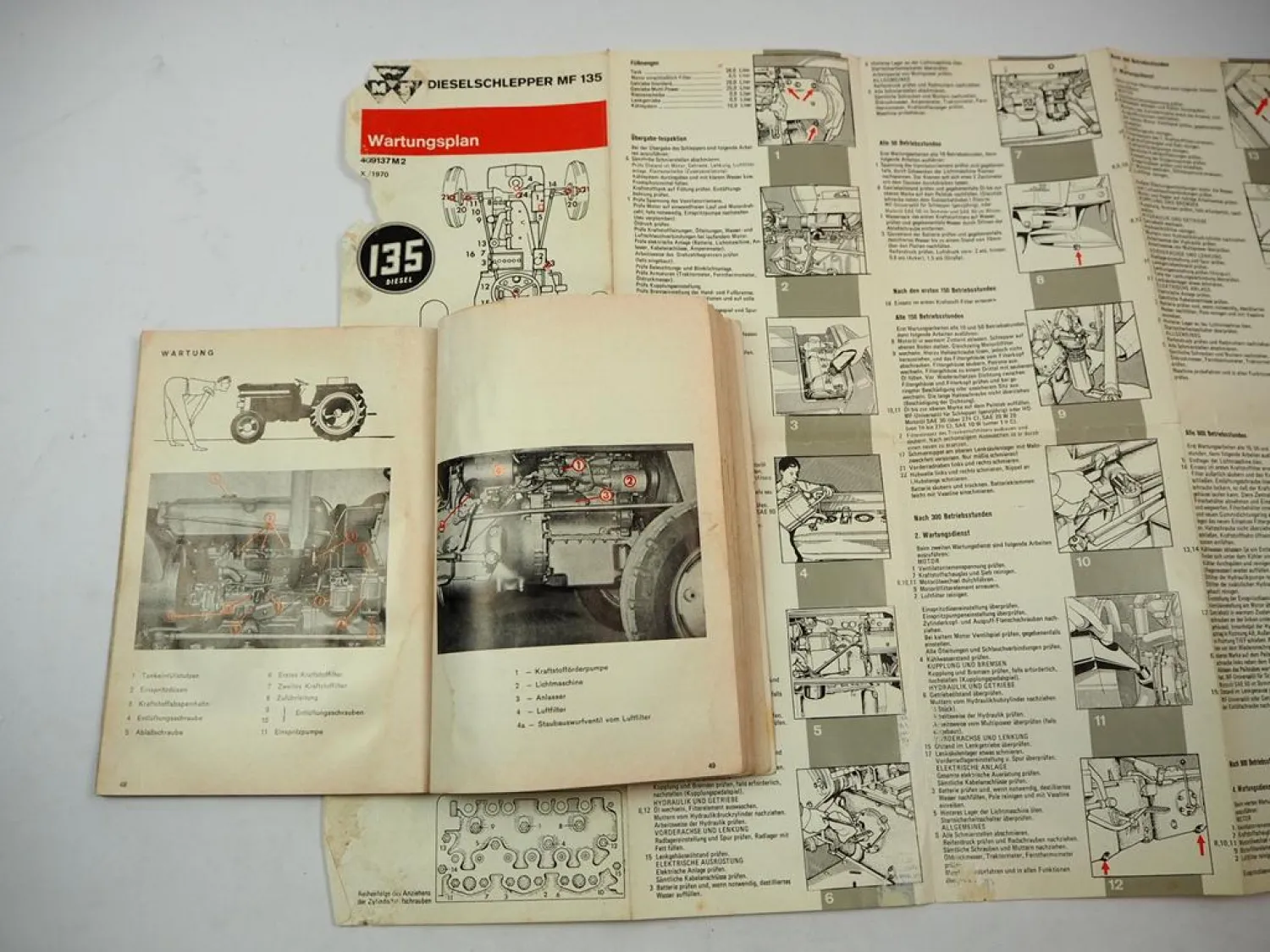Original Massey Ferguson MF135 Dieselschlepper Betriebsanleitung Wartungsplan