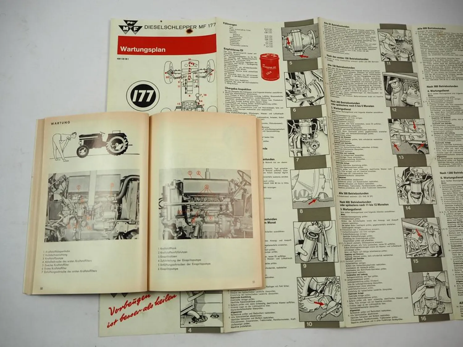 Original Massey Ferguson MF177 Dieselschlepper Betriebsanleitung Wartungsplan