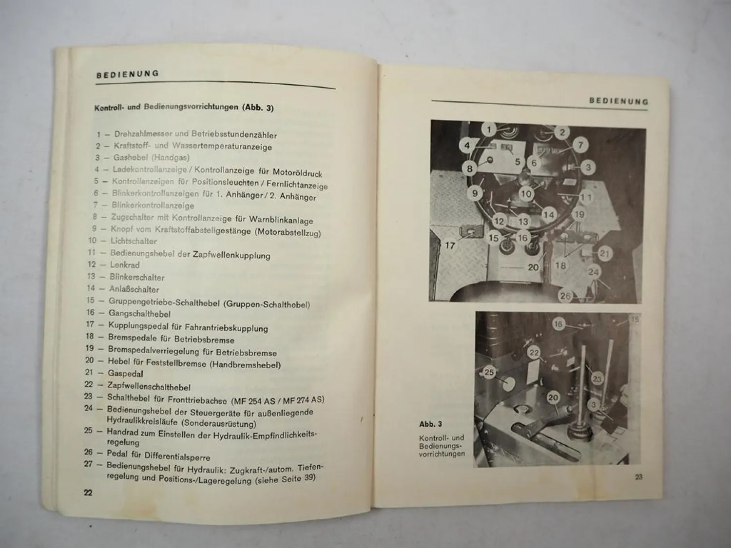 Original Massey Ferguson MF254 MF274 S AS Dieselschlepper Betriebsanleitung 1981