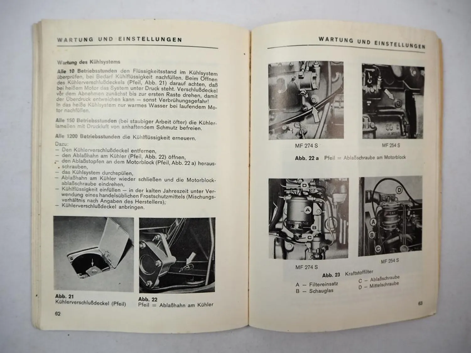 Original Massey Ferguson MF254 MF274 S AS Dieselschlepper Betriebsanleitung 1981