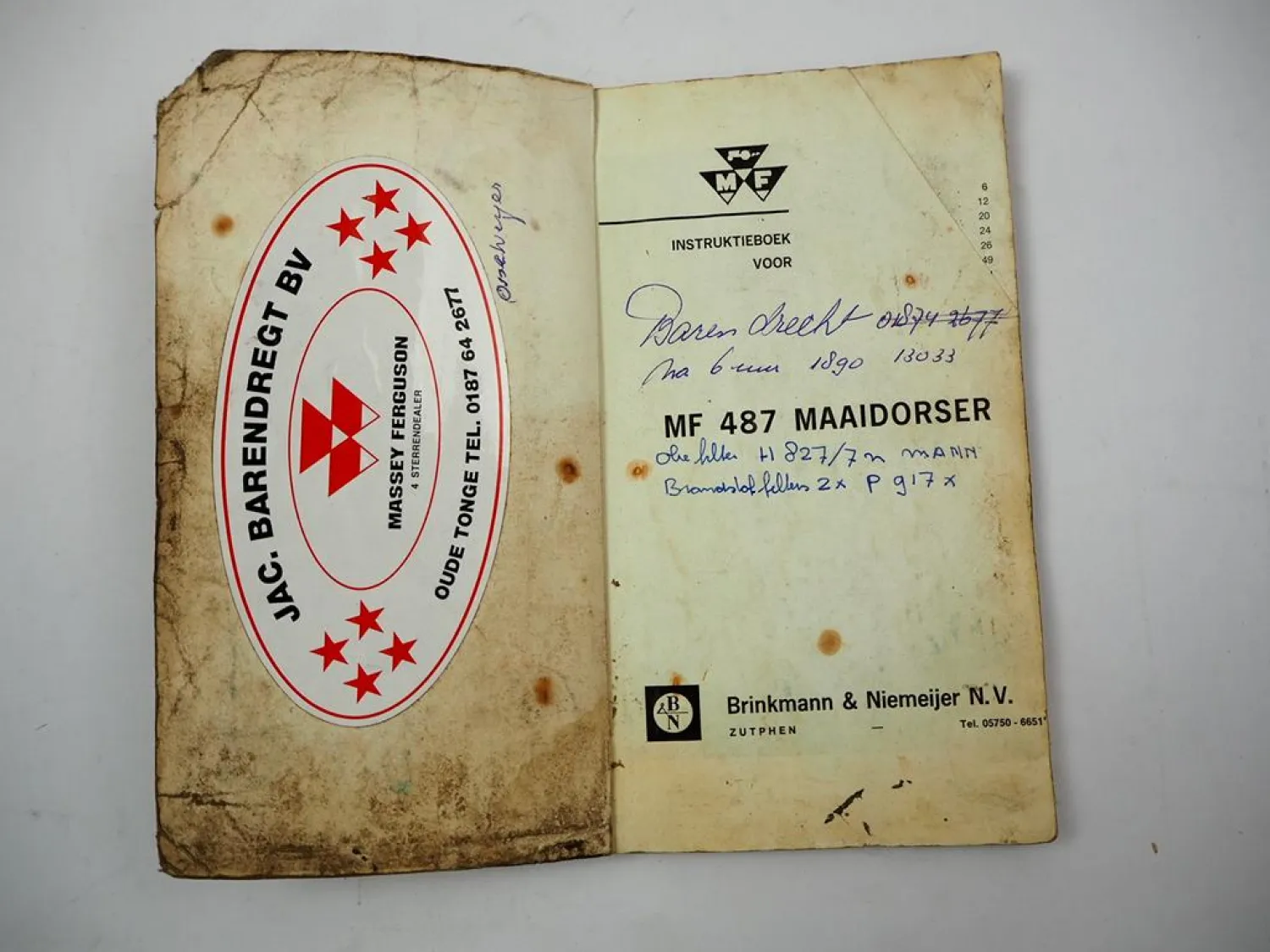 Original Massey Ferguson MF487 Maaidorser Instuktieboek 1970