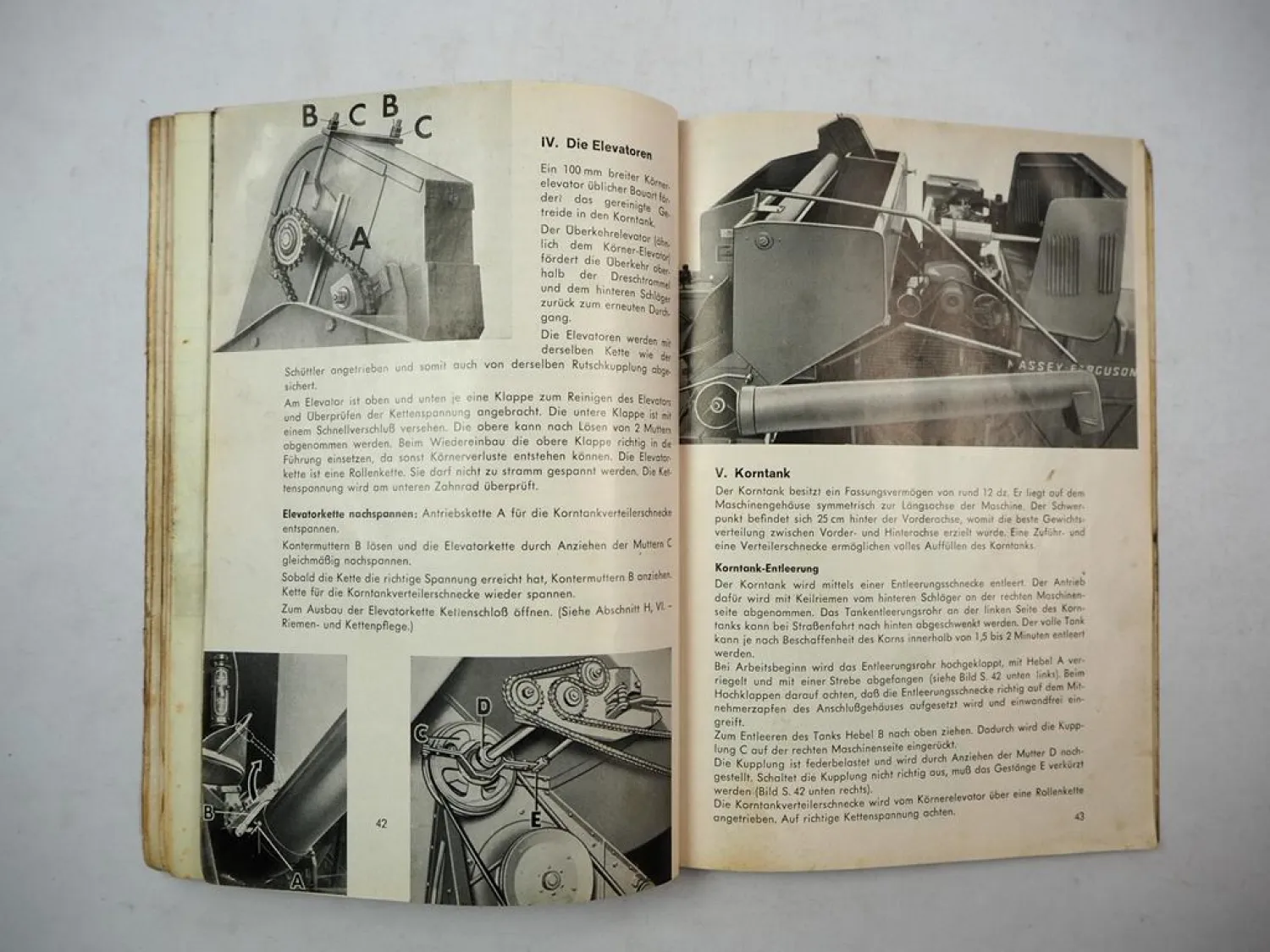 Original Massey Ferguson MF86-6 Mähdrescher Betriebsanleitung Wartung 1963