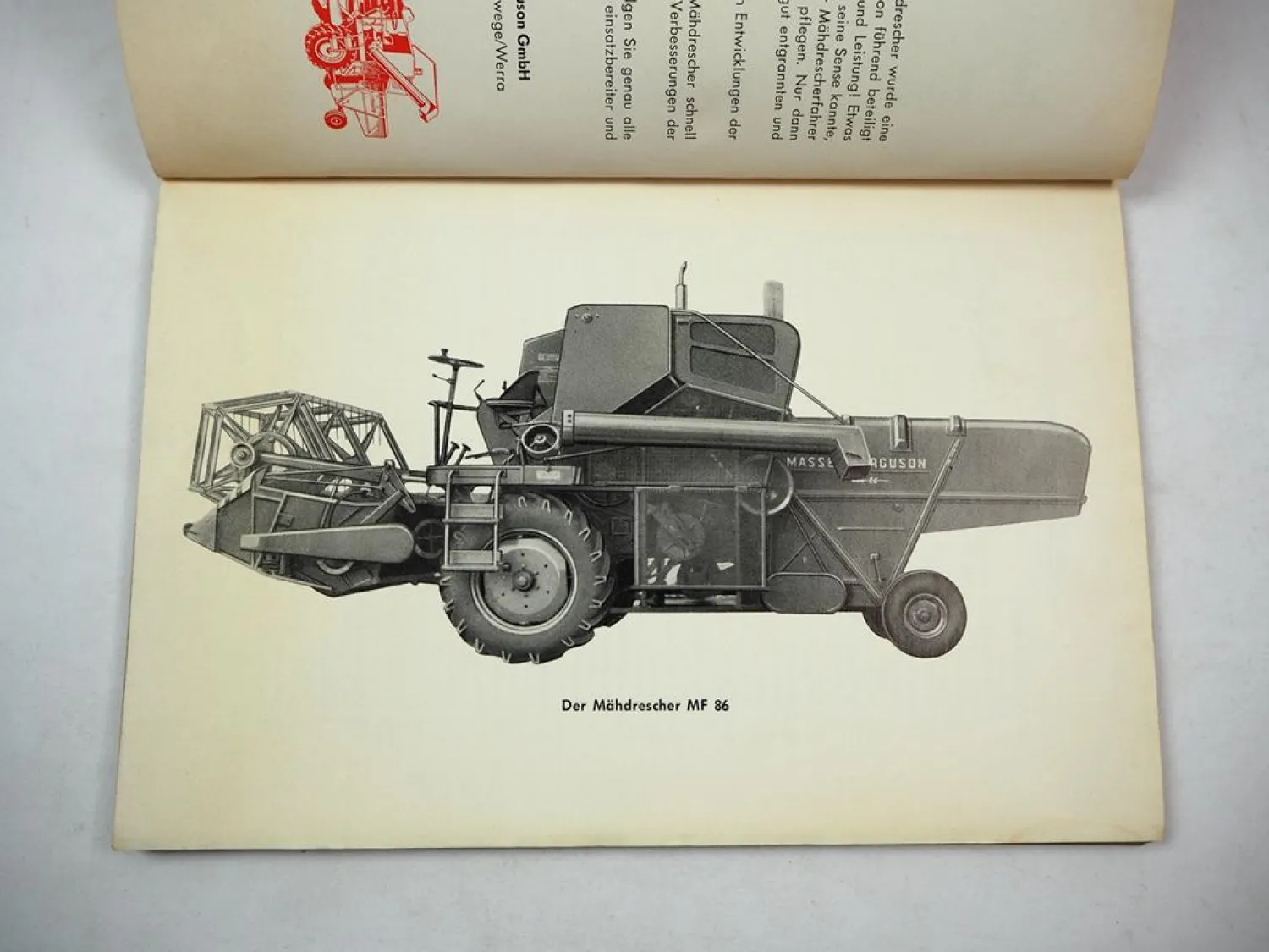 Original Massey Ferguson MF86 Mähdrescher Betriebsanleitung Wartung 1964