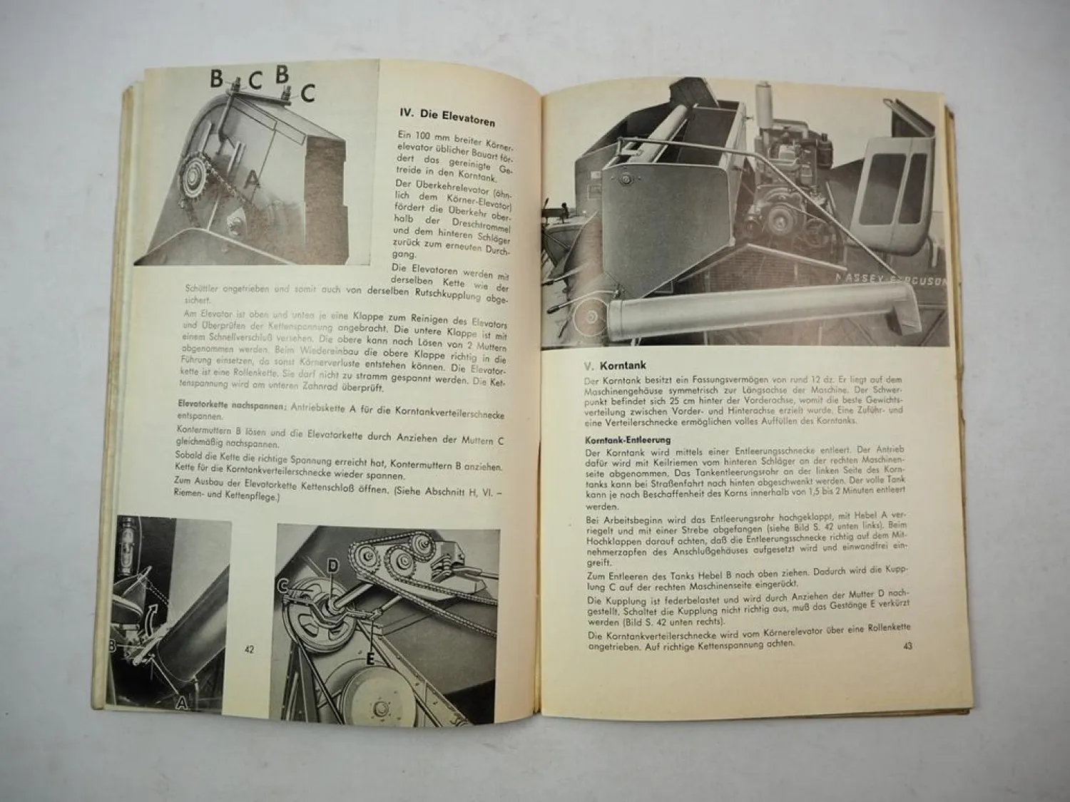 Original Massey Ferguson MF86 Mähdrescher Betriebsanleitung Wartung 1964