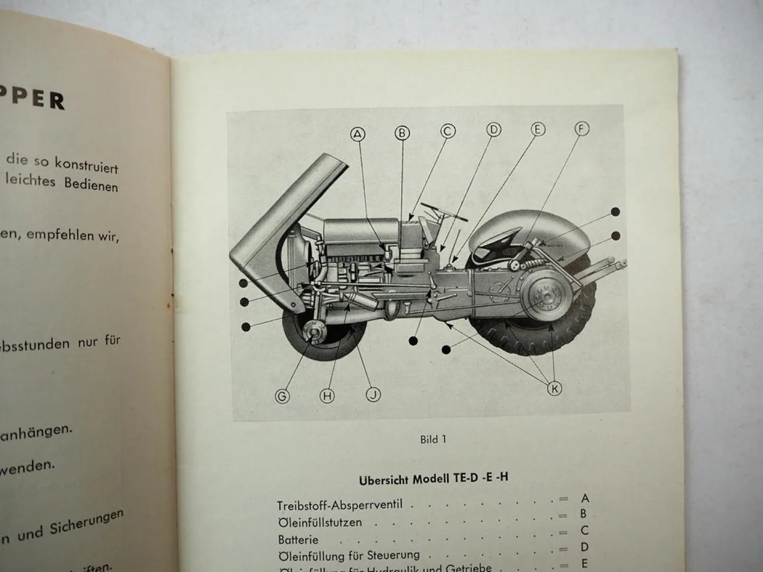 Original Massey Harris Ferguson TE-D TE-E TE-H Schlepper Betriebsanleitung 1955